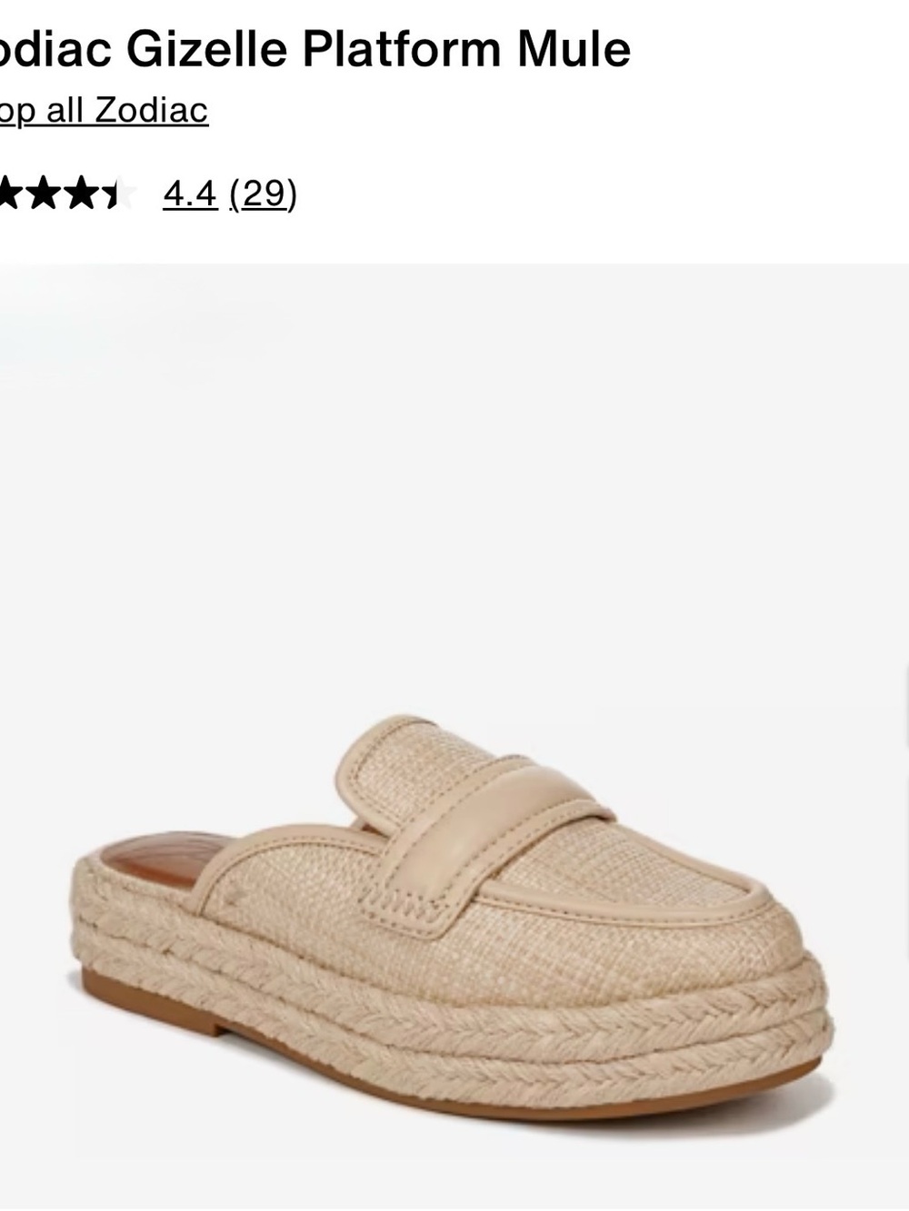Zodiac Gizelle Espadrille Platform Mule in Natural